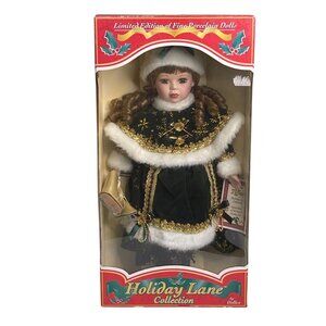 Porcelain Tiffany Doll Dollex Holiday Lane Christmas Ltd 2004 Edition New NRFB